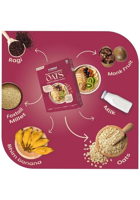 Pro To Grow Fitbhim Diabetic Friendly Oats For Adults 300G | Enriched With Bhim Bananas, Millets & Monk Fruit | Zero Added Sugar, High Fibre, Low Gi & Gluten-Free