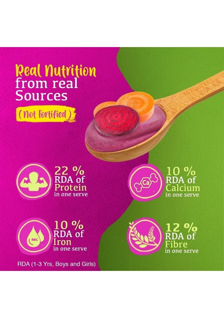 Manna Health Mix Instant Multigrain Cereal, Beetroot & Carrot With Milk.Made With Real Vegetables And 8 Super Grains And Millets. No Added Sugar, No Artificial Color, Flavors 200G