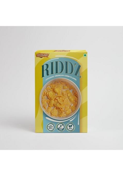 Dr. Gluten Riddz Original Crunchy Corn Flakes 400 Gms | Gluten Free & Wheat Free | High In Dietary Fiber, Iron & Vitamins | Vegan | No Added Colours & Flavours | Breakfast Cereal
