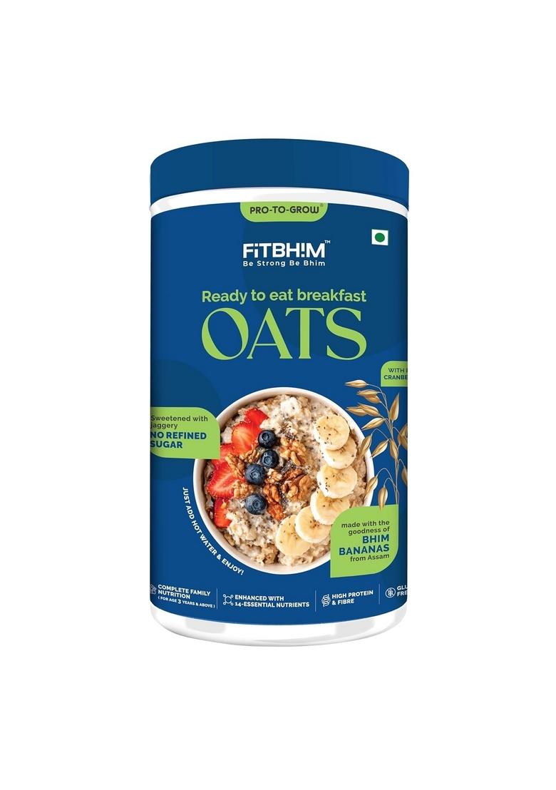 Protogrow Fitbhim Ready To Eat Jaggery Oats For Breakfast 300G | Enriched With Bhim Banana High In Protein & Fiber | Ideal For Kids (3+ Years) & Adults | Supports Weight Management & Heart Health