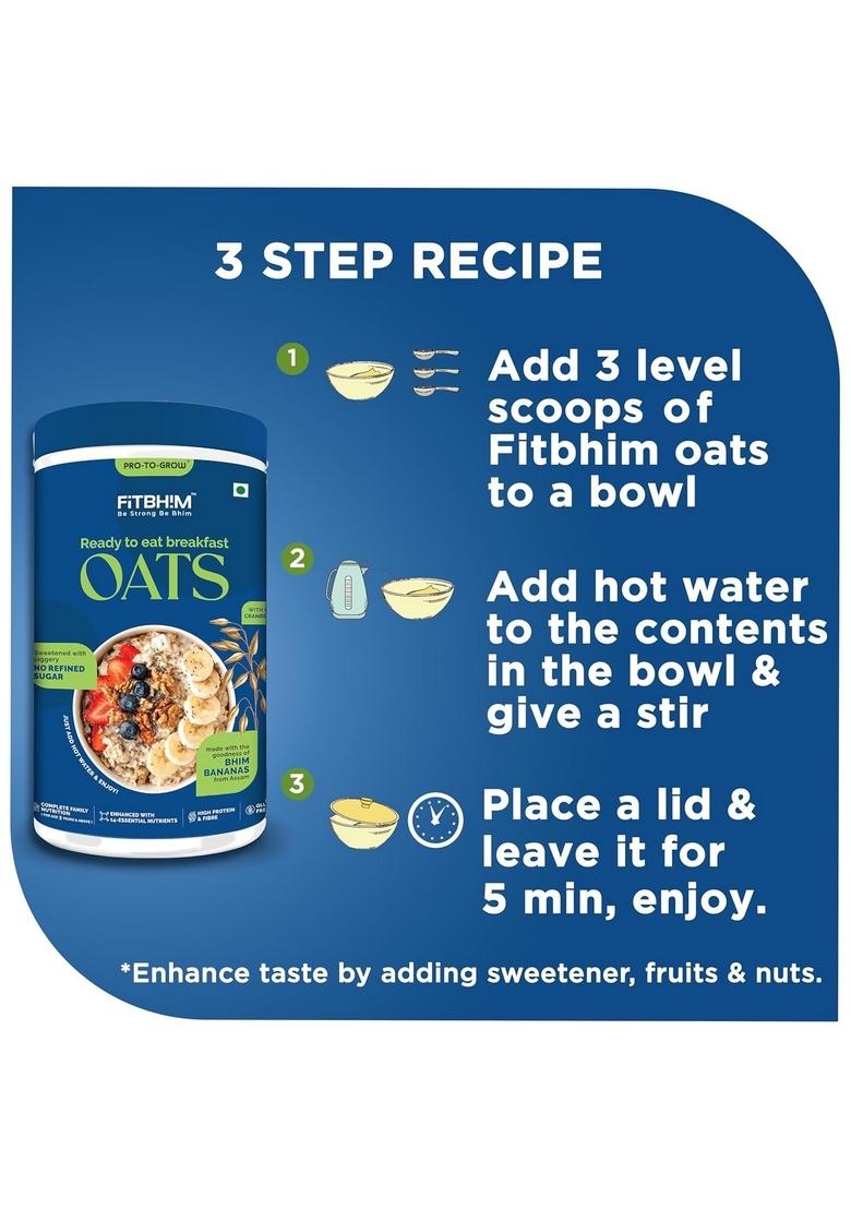 Protogrow Fitbhim Ready To Eat Jaggery Oats For Breakfast 300G | Enriched With Bhim Banana High In Protein & Fiber | Ideal For Kids (3+ Years) & Adults | Supports Weight Management & Heart Health