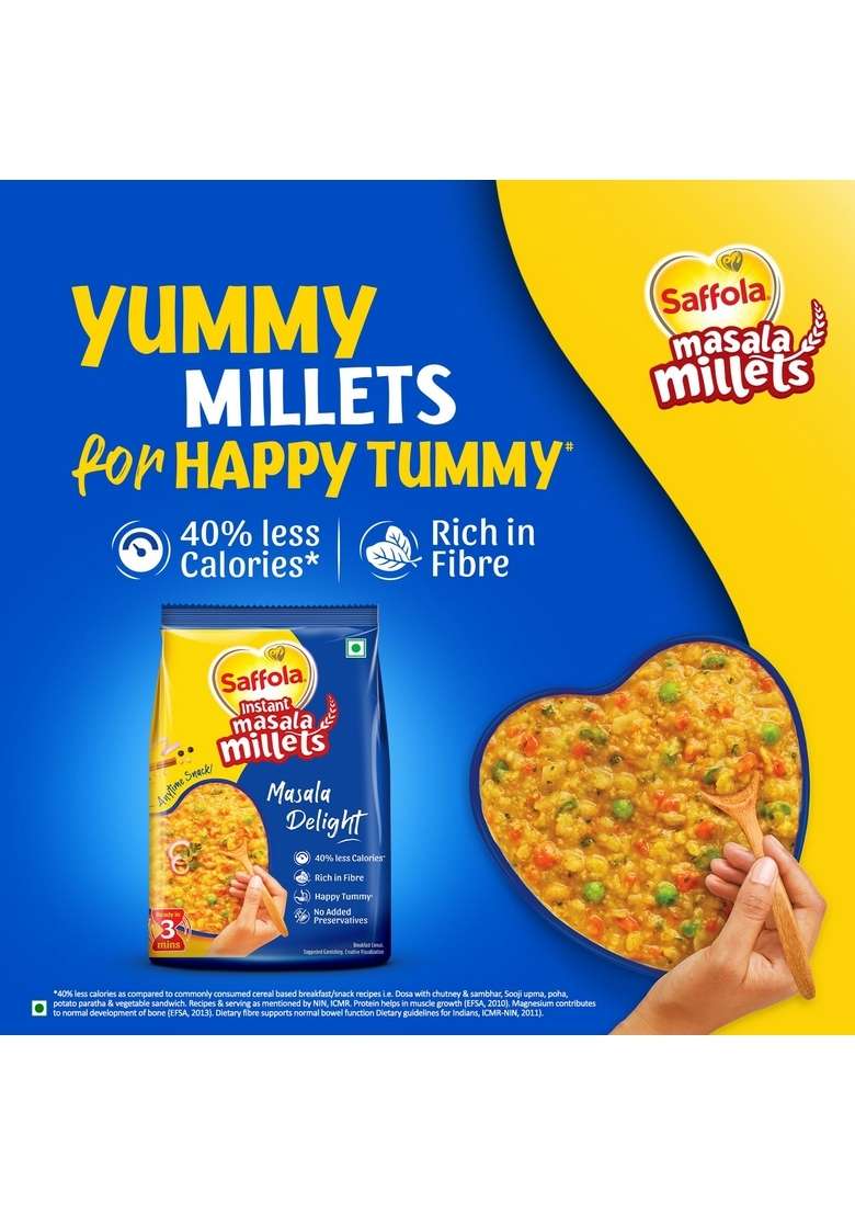 Saffola Masala Millets Masala Delight | Lower In Calories, Rich In Fibre | Yummy Millets For Happy Tummy, 225G - Indya