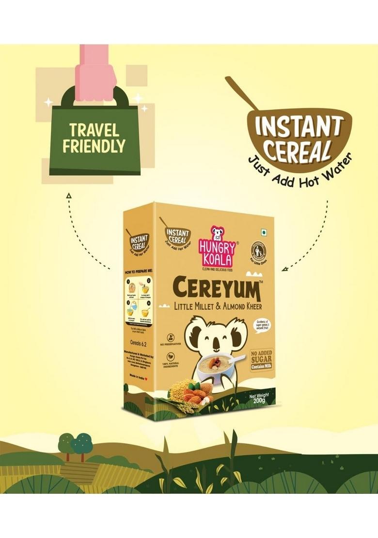 Hungry Koala Little Millet & Almond Kheer, Instant Cereal With Sprouted Millet, Dates, Travel Friendly