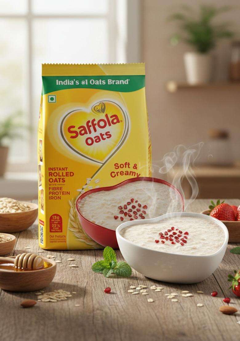 Saffola Oats | 1Kg | Instant Rolled |Soft & Creamy |Power Of Protein, Iron & Fibre | Nutritious Grain - Indya