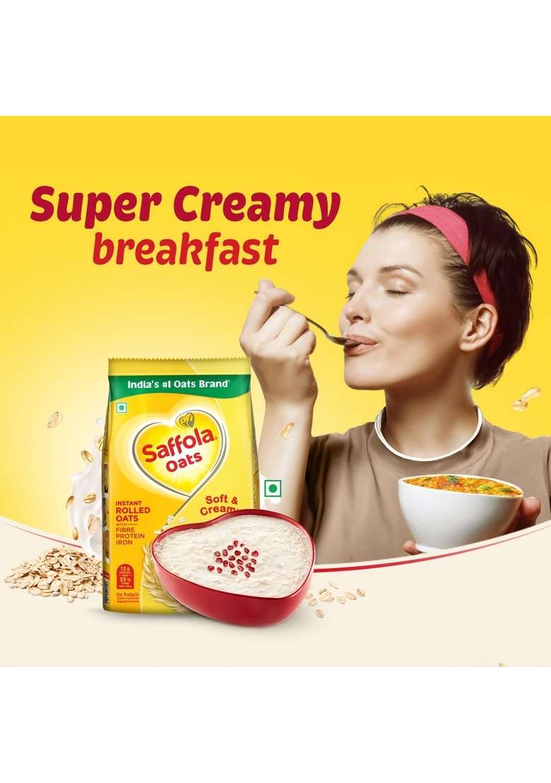 Saffola Oats | 1Kg | Instant Rolled |Soft & Creamy |Power Of Protein, Iron & Fibre | Nutritious Grain - Indya