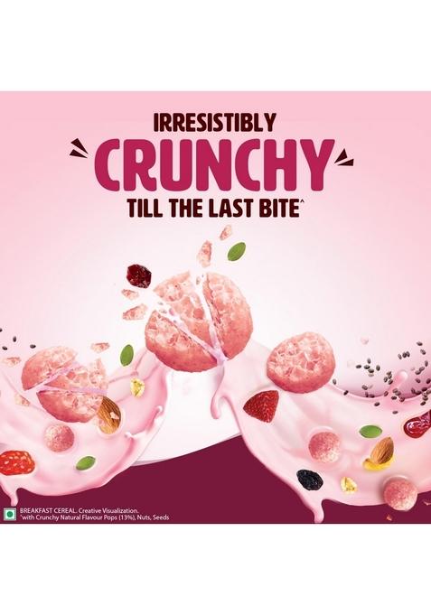 Saffola Muesli 0% Added Sugar Berry Crunch 700 Gm | High Protein & High Fibre To Help Manage Weight | Muesli With Flavour Pops