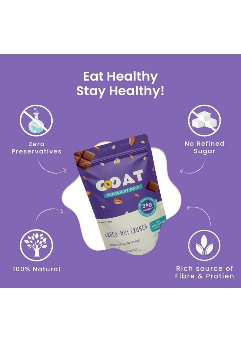 Gooat Overnight Oats 345G (Pack Of 5) | Assorted High Protein (24G & 17G) | Fiber-Rich, Gluten-Free, No Added Sugar | Instant Breakfast | Supports Weight Management & Muscle Recovery | Healthy Meal