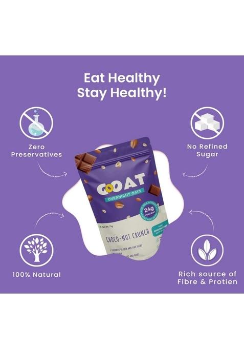 Gooat Overnight Oats 345G (Pack Of 5) | Assorted High Protein (24G & 17G) | Fiber-Rich, Gluten-Free, No Added Sugar | Instant Breakfast | Supports Weight Management & Muscle Recovery | Healthy Meal