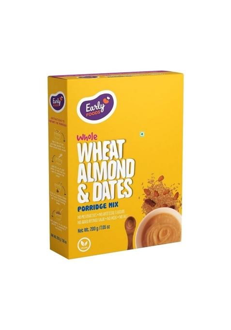 Early Foods - No Added Sugar No Salt Porridge - Whole Wheat Cereal With Almonds & Dates Porridge Mix | Easy To Cook | No Preservatives | Cereal For Kids 200G