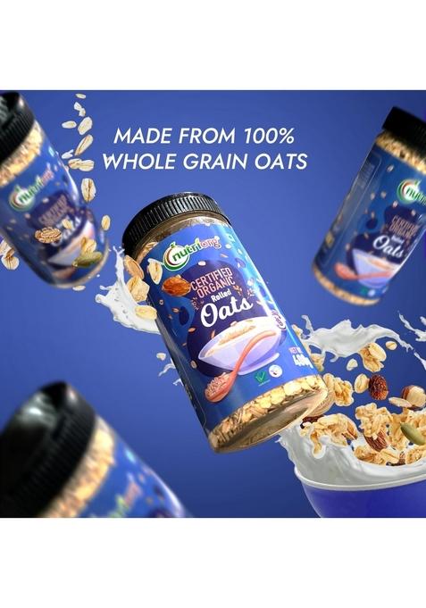 Nutriorg Rolled Oats 400G | Organic & Gluten Free | High Protein & Fibre Rich | Easy To Cook | Fitness Management