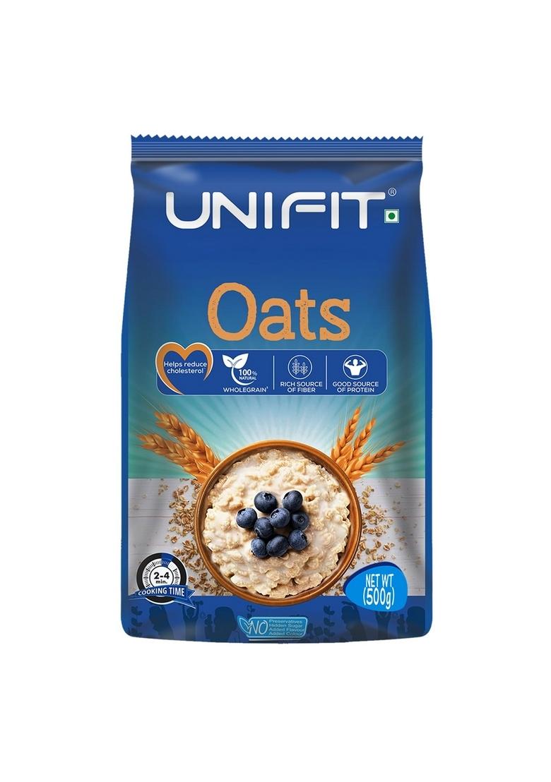 Unifit Oats 100% Natural Wholegrain | High Protein & Fibre | Diet Food | Oats For Weight Management & Reducing Cholesterol Rolled Oats 500G