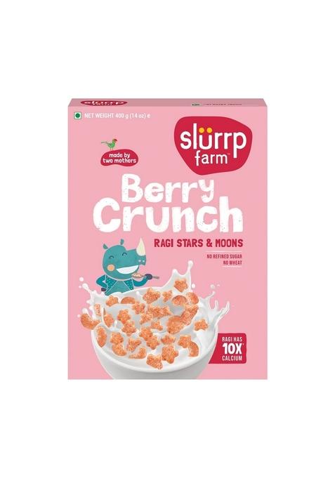 Slurrp Farm Berry Crunch Strawberry Cereal | No Maida, No Refined Sugar, No Added Colour | Ragi Stars And Moons | Healthy Breakfast | 400 G
