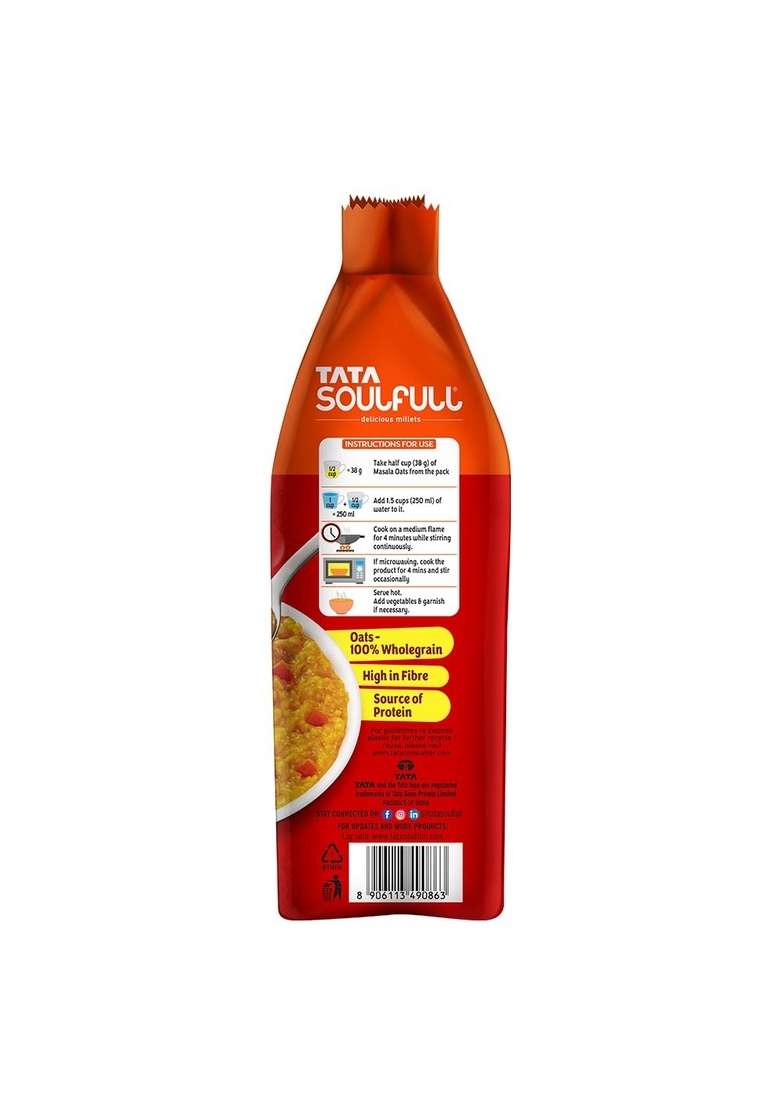 Tata Soulfull Masala Oats+, Tomato Twist, 500G, 25% Millets, Real Veggies, Healthy Evening Snack, Non Sticky - Indya
