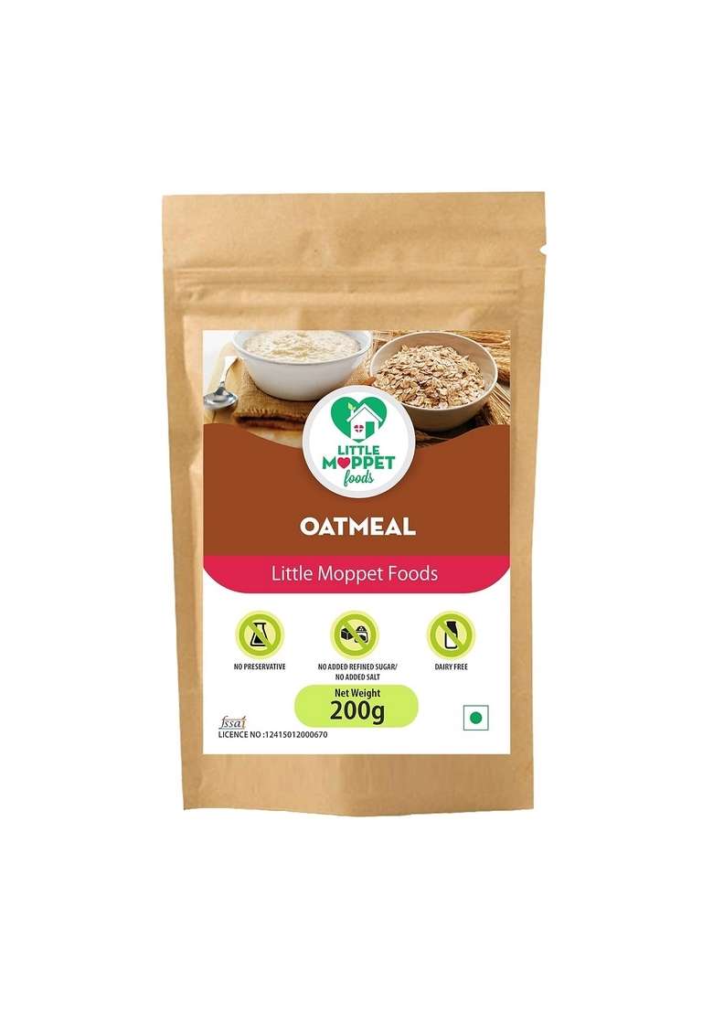 Little Moppet Foods Oatmeal 200G | Oats Porridge Mix No Sugar Salt Milk Chemicals Preservatives Breakfast Cereal Rich In Protein |Easily Digestible For Ones Made By A Doctor Mom - Indya