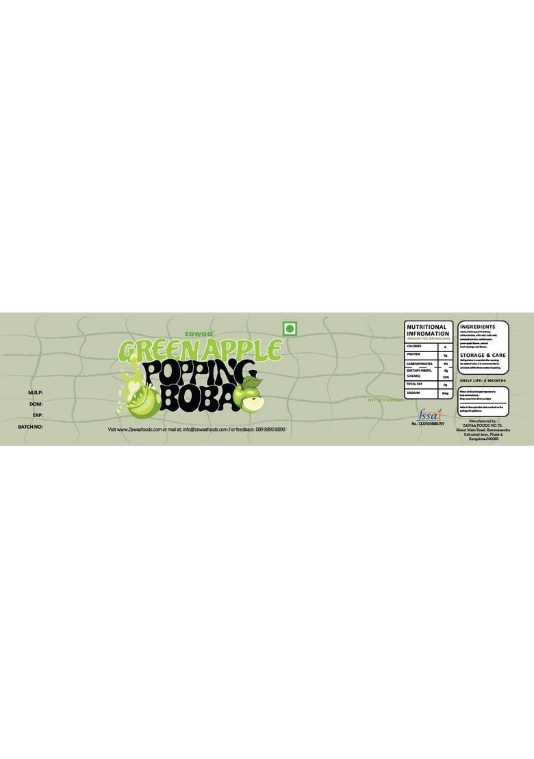 Zawaa Foods- Assorted Popping Boba (Green Apple, Mango, Litchi) | 100G Each (Pack Of 3) | Refreshing Popping Boba Pearls For Bubble Tea, Milkshakes, Ice Cream And Yogurt