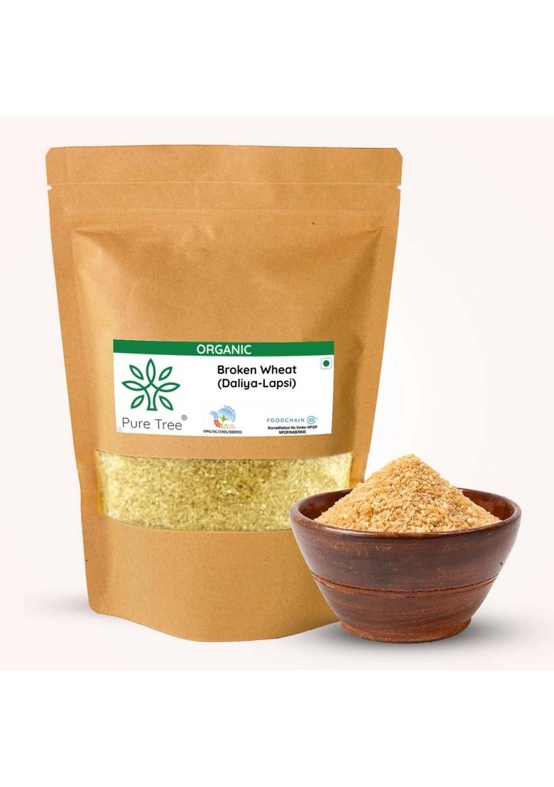 Pure Tree Certified Organic Wheat Daliya Lapsi | 850 G | Broken Bulgur Wheat | Godhuma Daliya | Gehoon | For Upma, Porridge, Khichdi