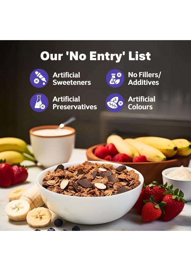 True Elements Dark Chocolate Muesli, Ready-To-Eat Breakfast Cereal, High In Fiber, With Nuts, Seeds, Berries & Wholegrain, 950G