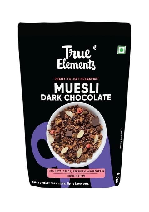 True Elements Dark Chocolate Muesli, Ready-To-Eat Breakfast Cereal, High In Fiber, With Nuts, Seeds, Berries & Wholegrain, 950G