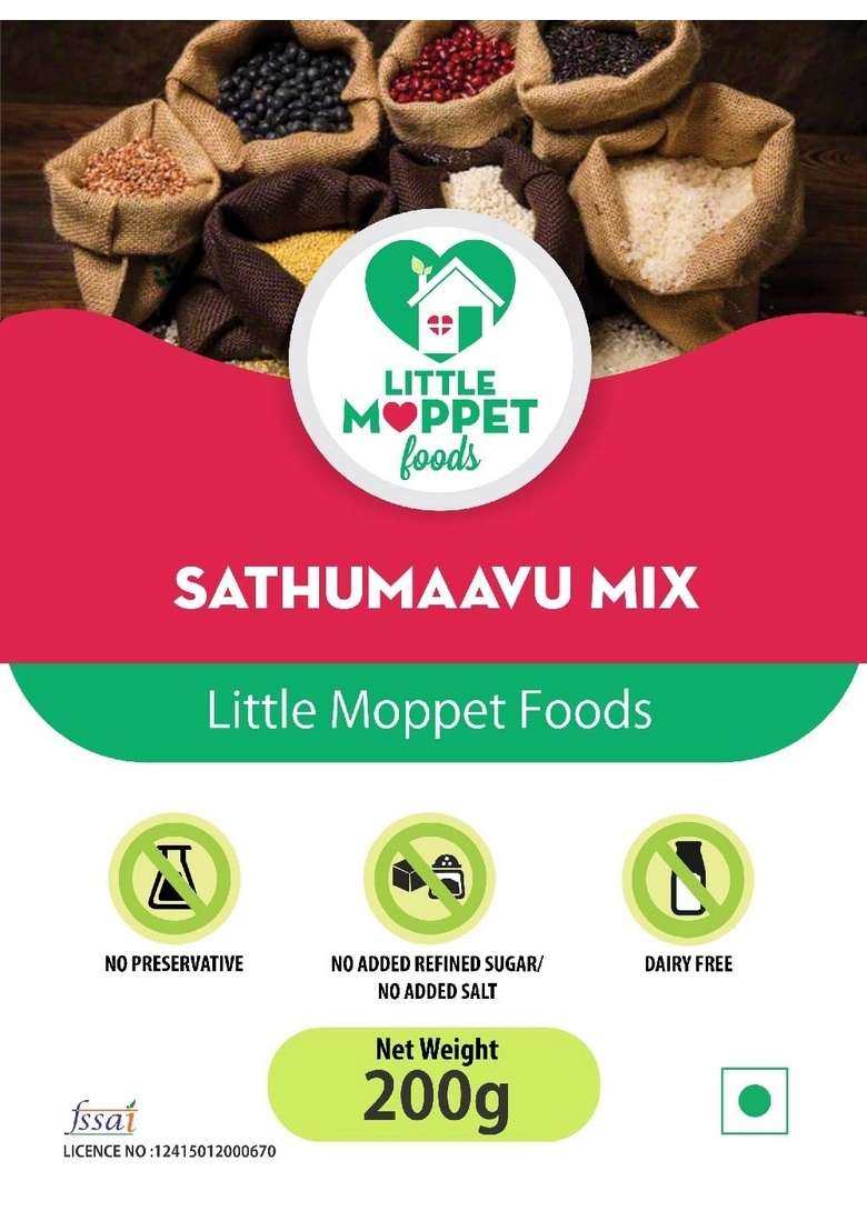 Little Moppet Foods Sathumaavu Mix- 200G | No Additives And Preservatives | Free From Added Salt And Sugar | Made With 13 Ingredients | - Indya