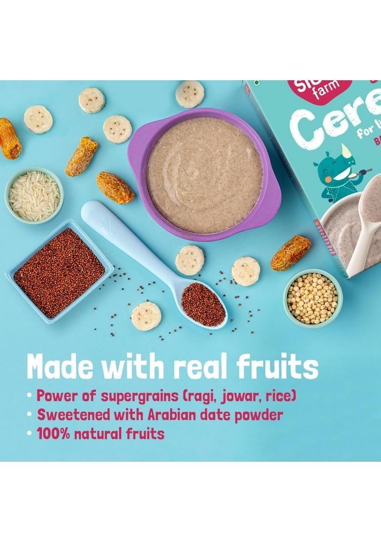 Slurrp Farm Mildly Sweetened With Date Powder, No Added Sugar Instant Cereal | Ragi, Rice And Banana With Milk