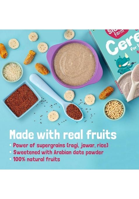 Slurrp Farm Mildly Sweetened With Date Powder, No Added Sugar Instant Cereal | Ragi, Rice And Banana With Milk