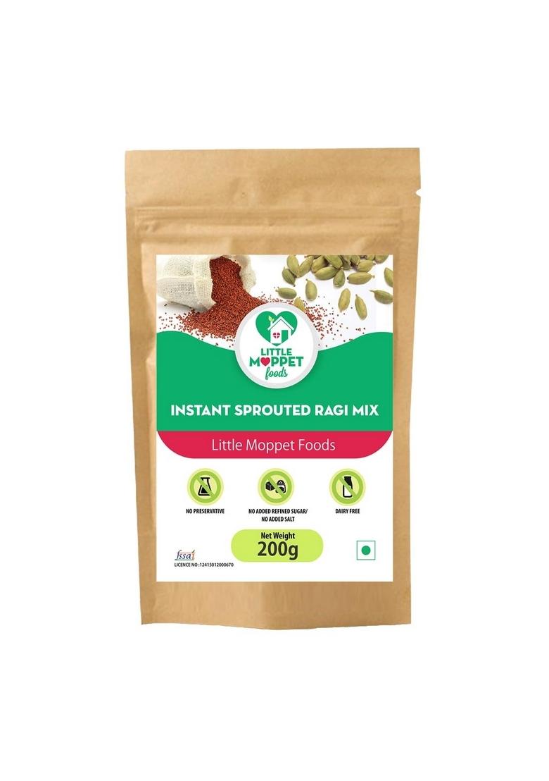 Little Moppet Foods – Instant Sprouted Ragi Mix 200G | No Additives And Preservatives | Free From Added Salt And Sugar | Mixture Of Sprouted Ragi And Roasted Gram