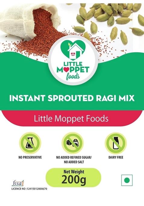 Little Moppet Foods – Instant Sprouted Ragi Mix 200G | No Additives And Preservatives | Free From Added Salt And Sugar | Mixture Of Sprouted Ragi And Roasted Gram
