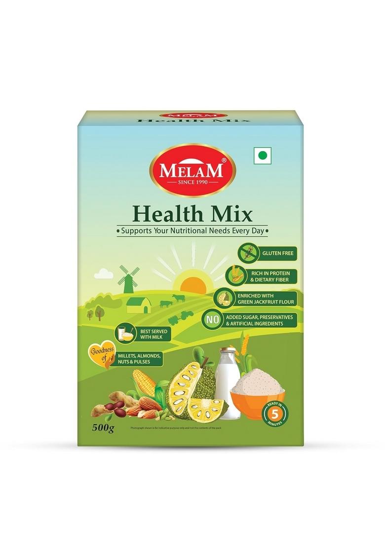 Melam Health Mix Powder 500G For Kids, Adults & Elderly People | Enriched With Green Jackfruit Flour & Millets | Gluten Free With No Added Sugar, Colours Or Preservatives | High In Protein & Fiber