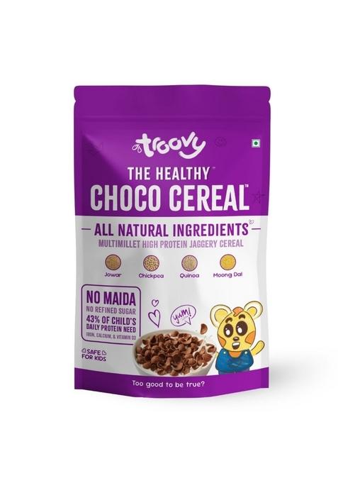 Troovy Healthy Choco Cereal | All Natural Ingredients | Made With Millets, Dals & Cereals, Jaggery Sweetened | No Preservatives, No Palm Oil, No Refined Sugar | 230Gm Pack
