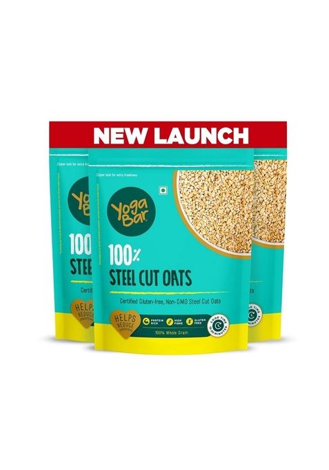 Yogabar Steel Cut Oats 750G(Pack Of 3)| 100% Whole Grain, Gluten-Free, High Fiber, Non-Gmo, Protein-Rich, No Sugar Added