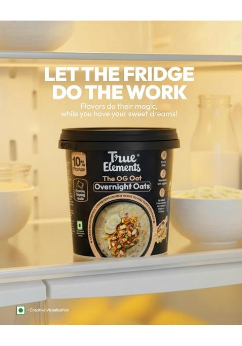 True Elements Overnight Oats The Og Oats 62G | Classic Creamy Flavour | Ready-To-Eat Breakfast | High Protein & Fibre