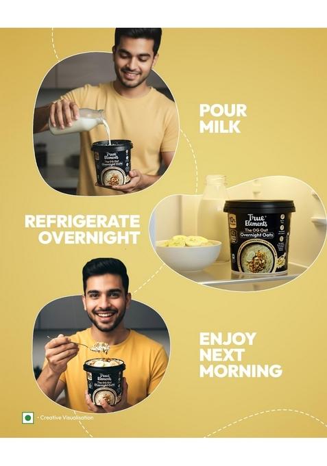 True Elements Overnight Oats The Og Oats 62G | Classic Creamy Flavour | Ready-To-Eat Breakfast | High Protein & Fibre