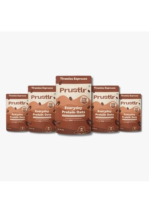 Prustlr Tiramisu Espresso – Everyday Protein Oats 24G Protein | Gluten-Free | Guilt-Free | Vegan Friendly | Nature-Inspired | No Added Preservatives | Pack Of 5