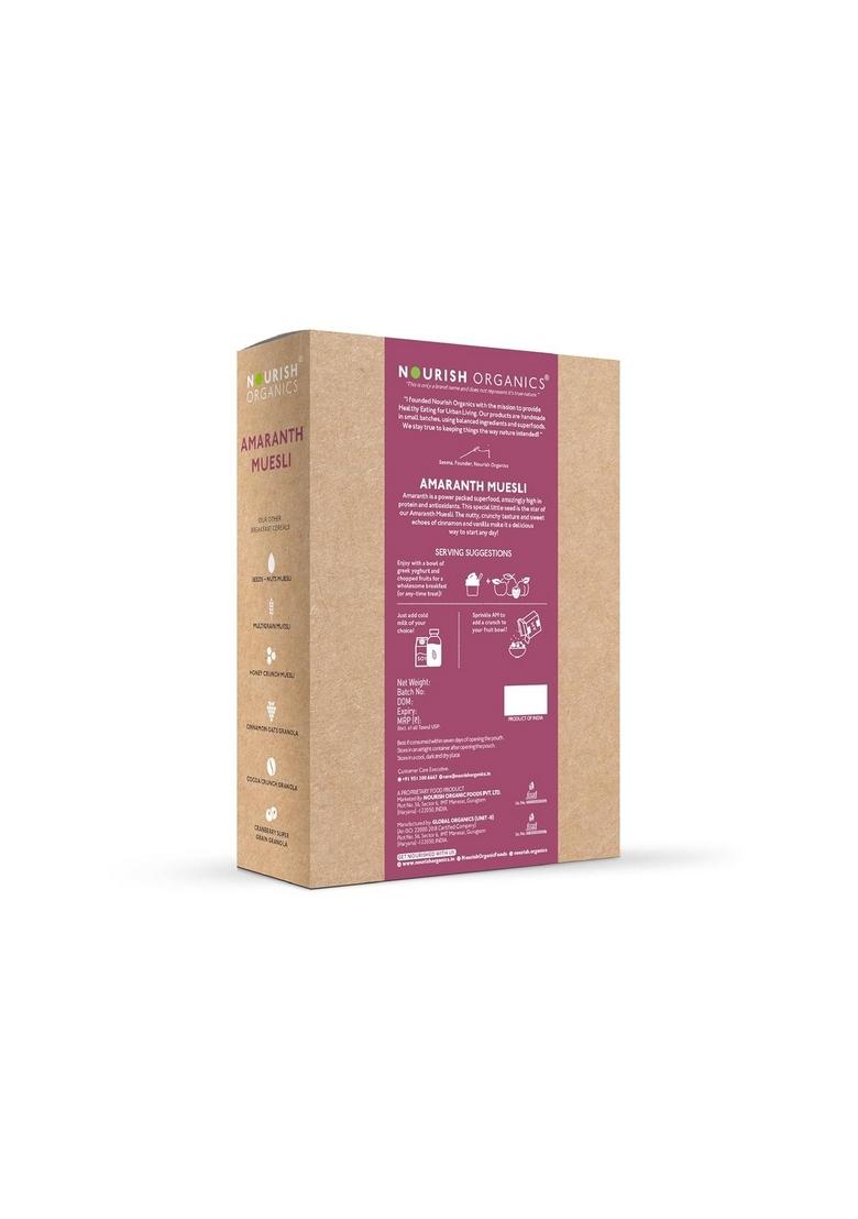 Nourish Organics Amaranth Muesli 280G Each Pack Of 2 | Healthy And Nutritious Breakfast Cereals With Whole Nuts | No Refined Sugar | Clean Label