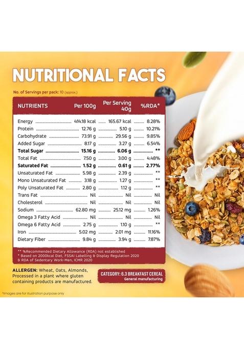 4 U Well Multi Millet Muesli 400G | Gentle Energy Breakfast 83% Multi Millets, Grains, Dry Fruits, Nut And Seed, No Artificial Colors, Preservatives | No Refined Sugar, Healthy Breakfast Cereal