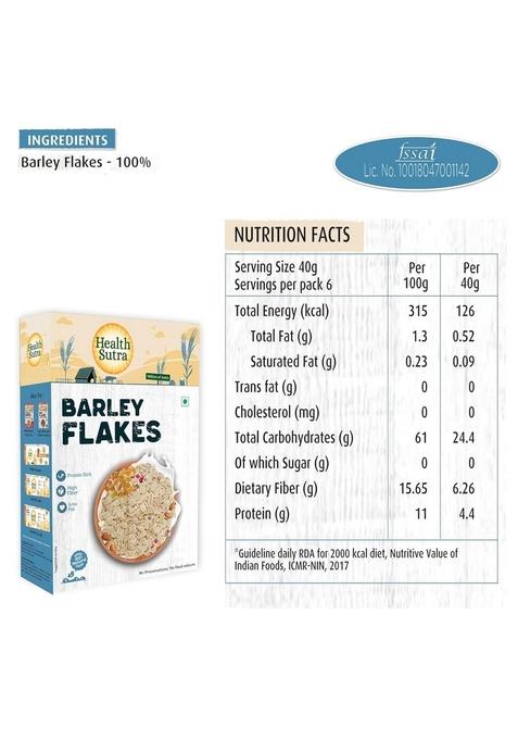 Health Sutra Barley Flakes, 500Gm Cereal For Breakfast, High Protein, Diet Food For Weight Loss, 100% Natural, Use Like Oats/Corn Flakes