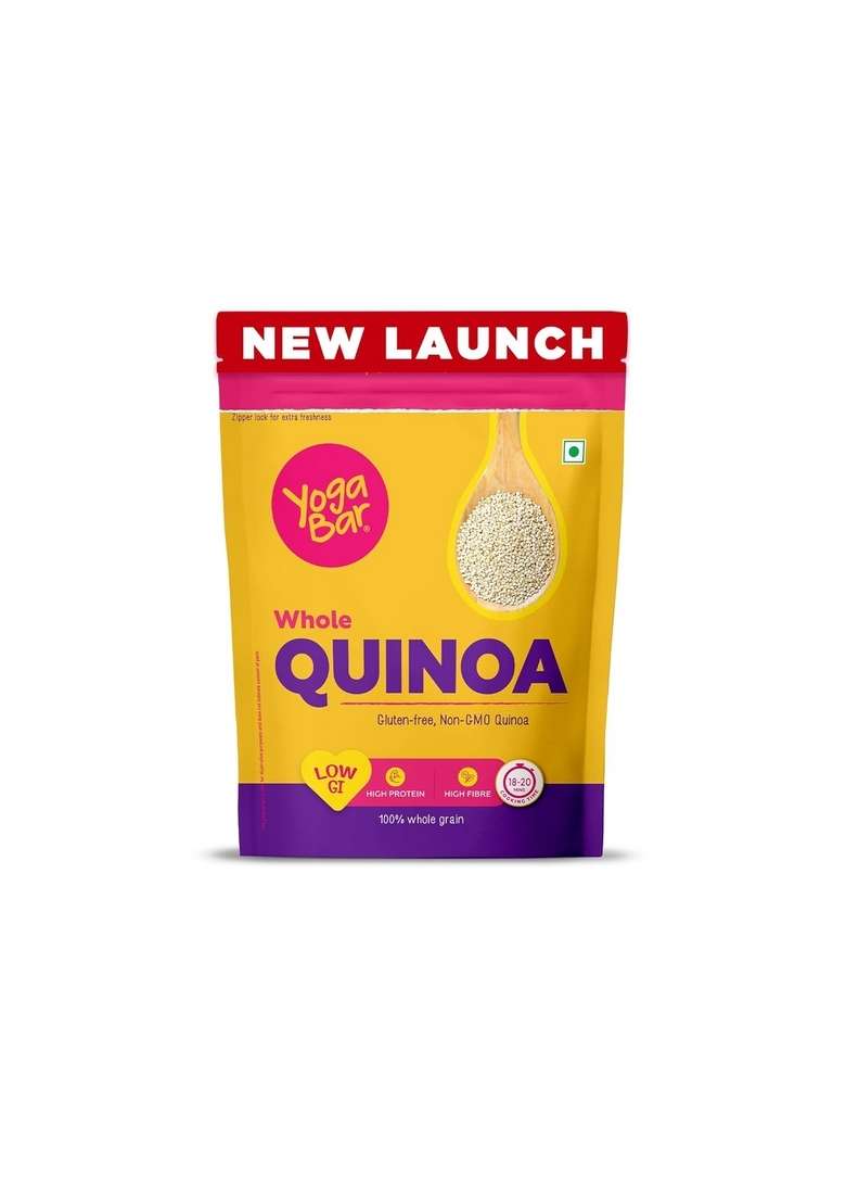 Yogabar Whole Quinoa 1Kg Pouch - Gluten Free Quinoa Grain - Diet Food For Weight Loss Management - Helps Manage Sugar Levels - Low Gi For Sustained Energy - Indya