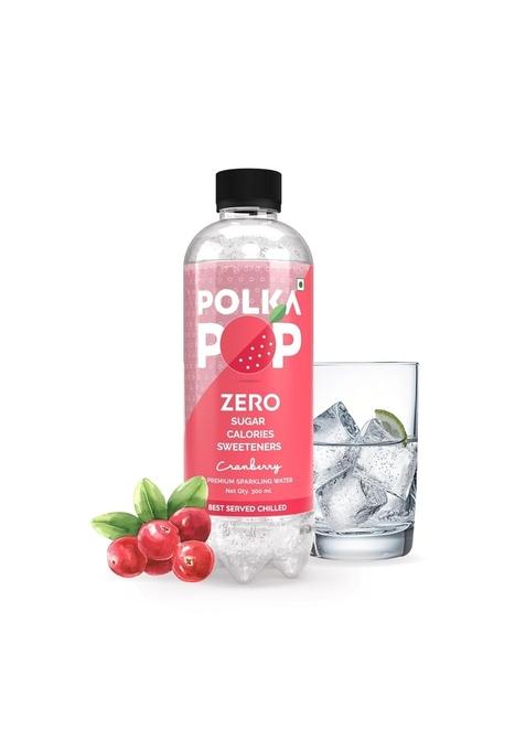 Polka Pop Cranberry Flavoured Sparkling (Fizzy) Water | Pack Of 24 (300Ml Each) | 100% Natural Flavour | Zero Sugar & Zero Calories | No Aspartame Or Stevia | No Preservatives