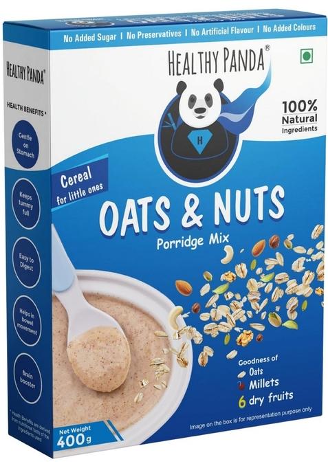 Healthy Panda Oats & Nuts Cereal Mix (400G) – Sugar-Free Kids Food, Nutritious Oats & Millet Powder With Dry Fruits – Ideal Cereal For Growing Kids, Healthy Porridge, And Energizing Breakfast For Kids – Wholesome, Natural Nutrition.