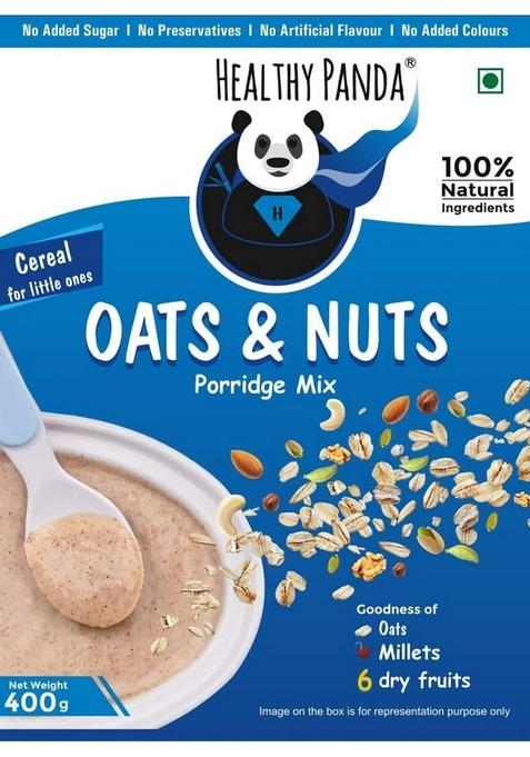 Healthy Panda Oats & Nuts Cereal Mix (400G) – Sugar-Free Kids Food, Nutritious Oats & Millet Powder With Dry Fruits – Ideal Cereal For Growing Kids, Healthy Porridge, And Energizing Breakfast For Kids – Wholesome, Natural Nutrition.
