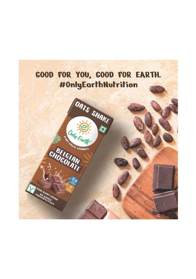 Only Earth Oats Shake | Belgian Chocolate | Vegan | Plant-Based | Lactose-Free | No Added Preservatives, Colors | Cholesterol-Free | Guilt-Free | With Calcium, Vitamin D, B1, B2 And B12 165Ml (3 Packs)