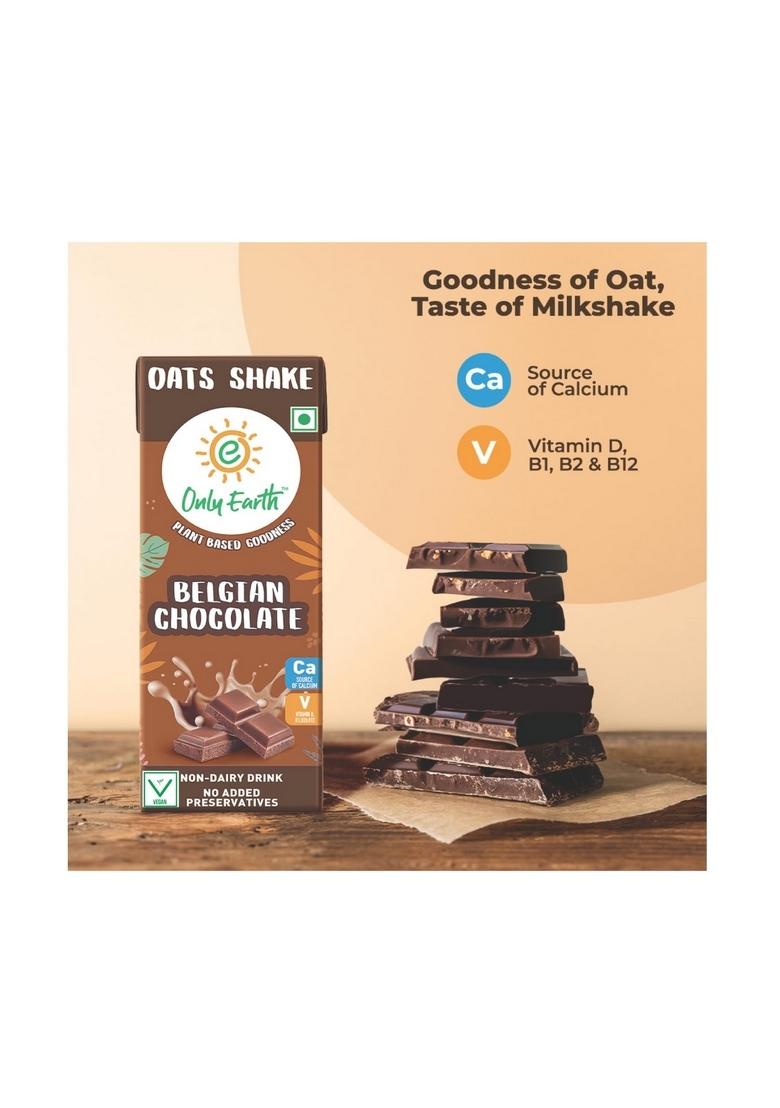 Only Earth Oats Shake | Belgian Chocolate | Vegan | Plant-Based | Lactose-Free | No Added Preservatives, Colors | Cholesterol-Free | Guilt-Free | With Calcium, Vitamin D, B1, B2 And B12 165Ml (3 Packs)