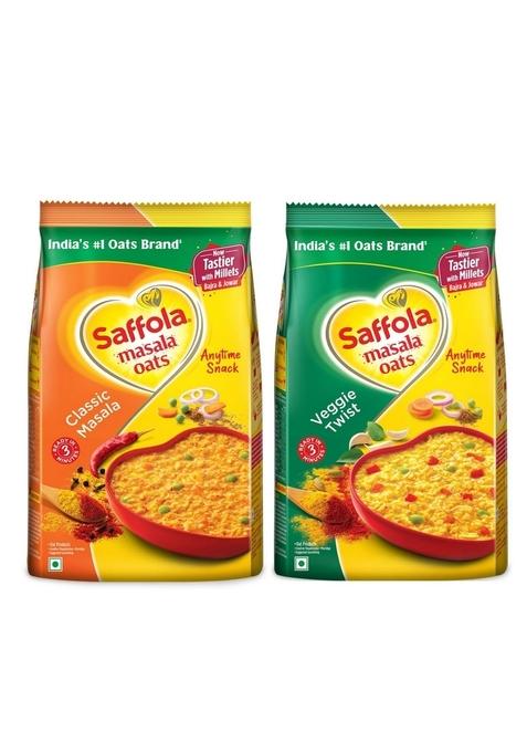 Saffola Masala Oats Classic Masala - 500 Gm And Veggie Twist - 500 Gm
