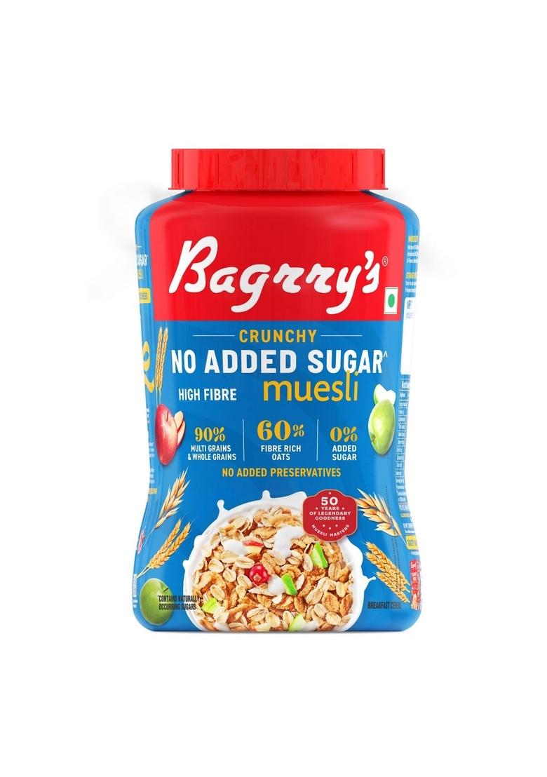 Bagrry’S No Added Sugar Muesli 1Kg Jar | 0% Added Sugar | 90% Whole Grains | High Fibre & Protein | Plant-Based Breakfast Cereal | No Nuts, No Corn Flakes | Ideal For Diabetics & Weight Management | No Preservatives
