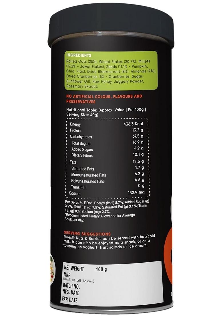 True Elements Crunchy Nuts & Berries Muesli 400G