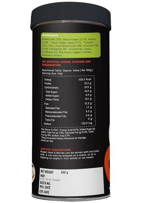 True Elements Crunchy Nuts & Berries Muesli 400G