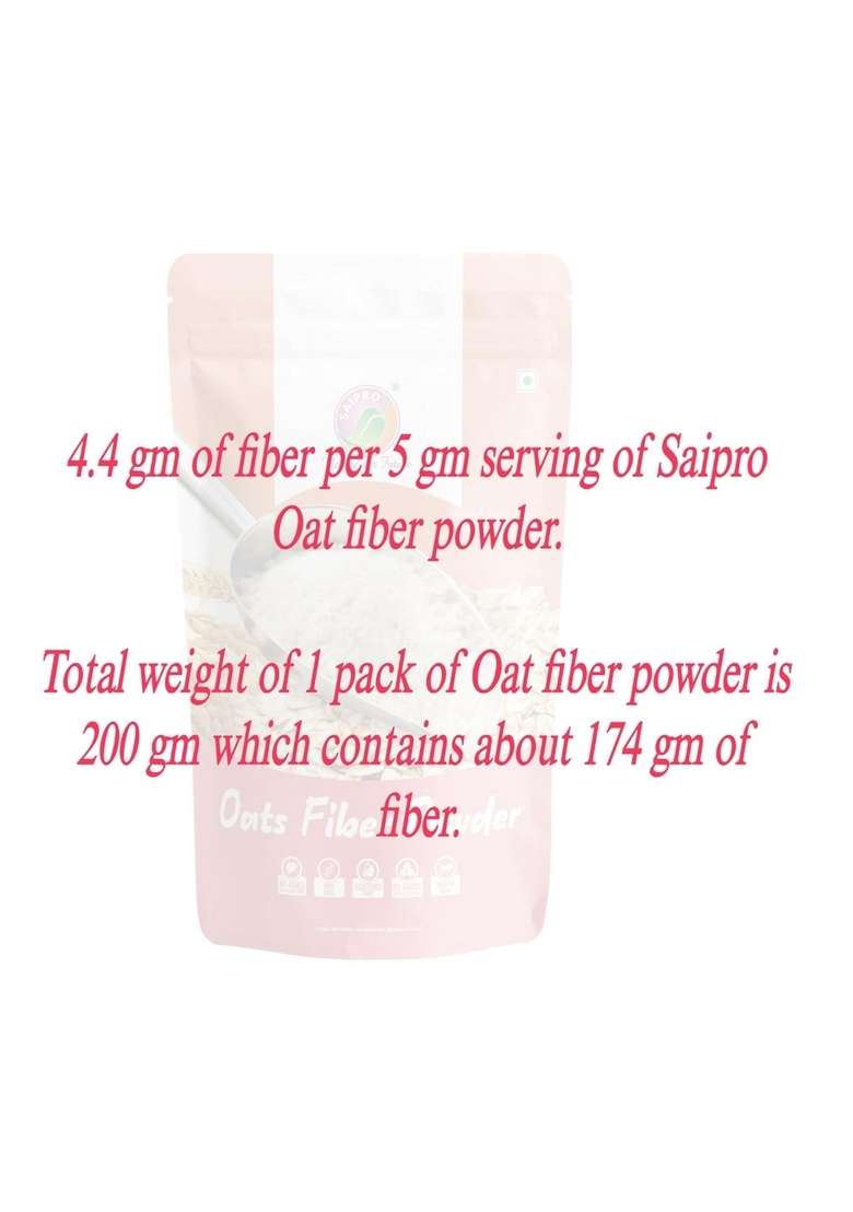 Saipro Oat Fiber Powder 200 Gm For Low-Carb Baking| Smoothies|For Low-Carb Baking|Oats Smoothies|No Bloating, No Constipation Acidity Relief, For Added 4.4 G Fiber Intake & Ease Of Digestion, Natural, No Additives, No Preservatives - Indya