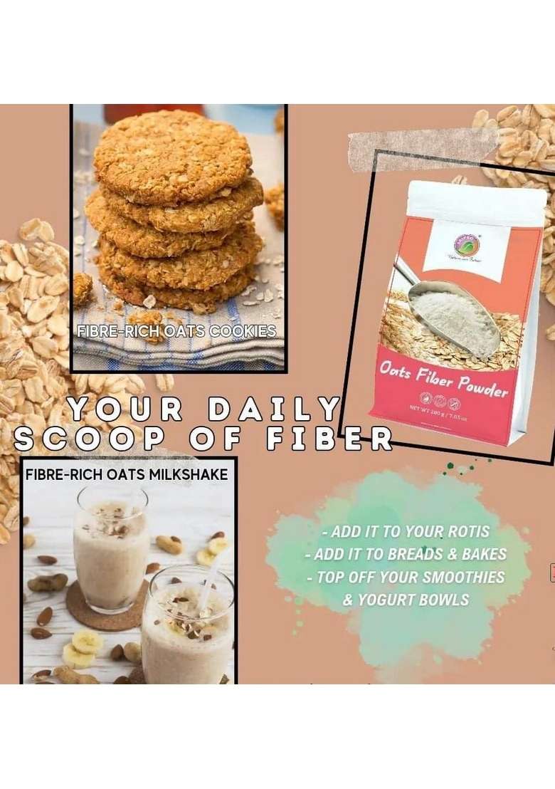 Saipro Oat Fiber Powder 200 Gm For Low-Carb Baking| Smoothies|For Low-Carb Baking|Oats Smoothies|No Bloating, No Constipation Acidity Relief, For Added 4.4 G Fiber Intake & Ease Of Digestion, Natural, No Additives, No Preservatives - Indya