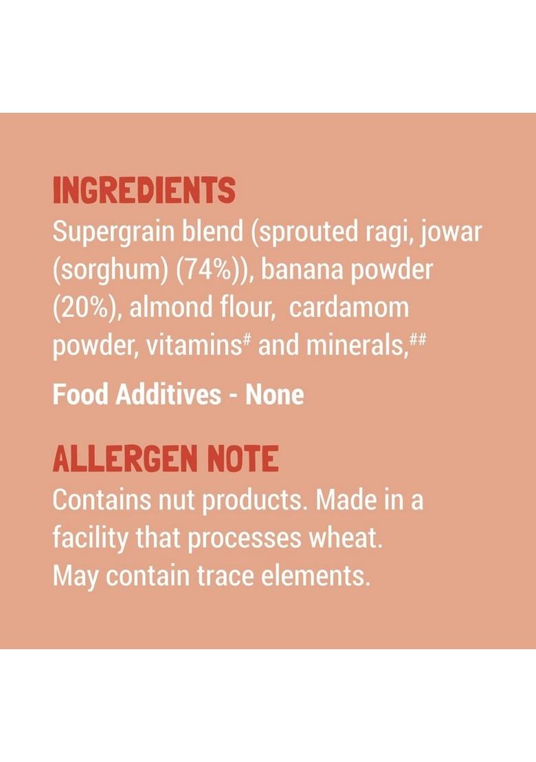 Slurrp Farm No Added Sugar, No Salt Ragi, Almond And Banana Cereal | 100% Sprouted Ragi | Healthy Cereal | No Milk | No Preservatives, 200G