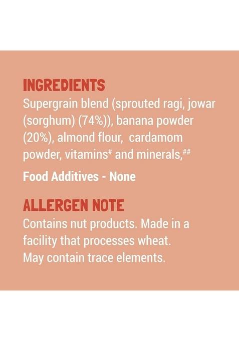 Slurrp Farm No Added Sugar, No Salt Ragi, Almond And Banana Cereal | 100% Sprouted Ragi | Healthy Cereal | No Milk | No Preservatives, 200G